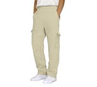Cargo Trousers Men's Baggy Casual Trousers Long Work Trousers Cotton Breathable Sports Trousers Wide Training Trousers Waterproof Sweatpants Men with Pockets Elastic Waist Jogging Bottoms, khaki, L