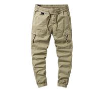 Cargo Trousers Men's Baggy Jogging Bottoms Oversized Training Trousers Autumn Winter Sweatpants Warm 80s Outfit Stretch Hiking Trousers Thermal Work Trousers Drawstring Sports Trousers, O khaki., 4XL
