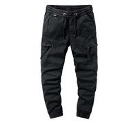 Cargo Trousers Men's Baggy Jogging Bottoms Oversized Training Trousers Autumn Winter Sweatpants Warm 80s Outfit Stretch Hiking Trousers Thermal Work Trousers Drawstring Sports Trousers, O Black, M
