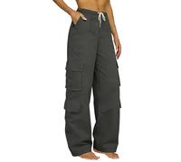 Cargo Trousers Women Elasticated High Waisted Hiking Walking Combat Pants With Multi-Pockets Stretch Straight Wide Leg Trouser Baggy Summer Track Bottoms Y2K Casual Work Bottoms Outdoor Streetwear