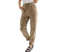 Cargo Trousers Women Work Vintage Corduroy Trousers Women Barrel Mid-Rise Elasticated Waist Cord Pants Casual Loose Fit Baggy Wide Leg Capris Harem Pants Winter Warm Leisure Trousers with Pockets