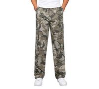 Cargo Work Pants for Men Cotton Plus Size Pocket Camouflage Elastic Waist Pants Trousers Overall Athletic Joggers Sweatpants (Khaki, XXXXL)