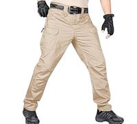 Cargo Work Trousers for Men Uk, Working Trousers for Men Lightweight Rip-Stop Combat Work Cargo Pants with Multi Pockets Black Cargo Trousers Men Outdoor Hiking Casual Pants