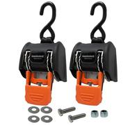 CargoBuckle G3 2-Inch Retractable Tie Down Straps - Heavy Duty Bolt on Ratchet Straps with Single S-Hook, 3,500 lbs Break Strength, 2-Pack