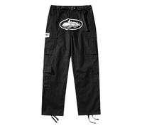 Cargohos Men's Cargo Pants Retro Cargo Trousers Hip Hop Trousers for Men Alcatraz Print Crotch with Multiple Pockets and Waistband Y2K Hip Hop Trousers, black, M