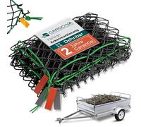 CargoVA® Intelligent Trailer Net, Stretchable, 1 x 2 to 2 x 3 m, Elastic Hanging Net, Black with Rubber Cord, 8 Hooks and Corner Marking, for Perfect Load Securing