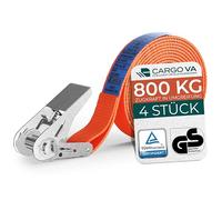 CargoVA® Lashing Strap with Ratchet Set of 4 25 mm x 4 m Long Breaking Strength 800 kg Ratchet Strap Orange