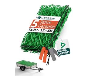 CargoVA® Trailer Net, 3 x 4 m, Hanging Net with Rubber Cord and Corner Marking, for Perfect Load Securing