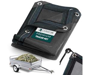 CargoVA® Trailer Net with Fine Mesh 3 x 4 m - Black Fine Mesh Net with Rubber Rope - for Optimal Cargo Safety