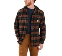 Carhartt 105938 Relaxed Fit Rugged Flex Flannel Fleece-Lined Hooded Shirt Jac BLACK S