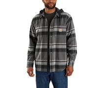 Carhartt 105938 Relaxed Fit Rugged Flex Flannel Fleece-Lined Hooded Shirt Jac BLACK S