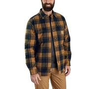Carhartt 105939 Relaxed Fit Heavyweight Flannel Sherpa-Lined Shirt Jac Carhartt Brown S