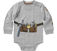 Carhartt Baby Girls Long Sleeve Bodysuit, grey mixed, 24 Months