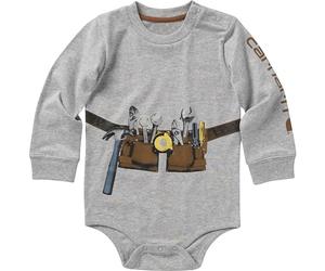 Carhartt Baby Girls Long Sleeve Bodysuit, grey mixed, 24 Months