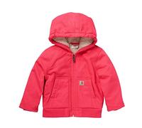 Carhartt Baby Girls' Sherpa Fleece Lined Hooded Canvas Zip Up Jacket, Raspberry, 3T