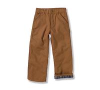 Carhartt Big Boys' Washed Flannel Lined Dungaree Pant, Brown, 10