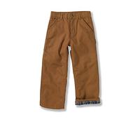 Carhartt Big Boys' Washed Flannel Lined Dungaree Pant, Carhartt Brown, 12