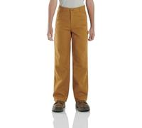 Carhartt Big Boys' Washed Flannel Lined Dungaree Pant, Carhartt Brown, 12