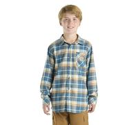 Carhartt Boys' Big Plaid Flannel Shirt, Dark Teal Blue, 7