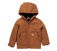 Carhartt Boys' Canvas Insulated Hooded Active Jac, Brown, 2T