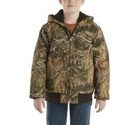 Carhartt Boys' Flannel-Lined Hooded Canvas Insulated Zip-Up Jacket, Mossy Oak Country Dna, 2 Years
