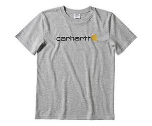 Carhartt Boys' Knit Short Sleeve Crewneck Logo T-Shirt, Grey, Medium (10/12)