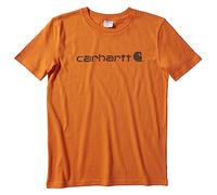 Carhartt Boys' Knit Short Sleeve Crewneck Logo T-Shirt, Orange, Medium (10/12)