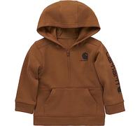 Carhartt Boys' Long-Sleeve Half-Zip Hooded Sweatshirt, Brown, 12 Months