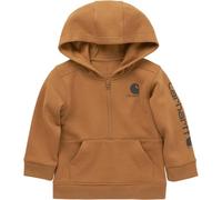 Carhartt Boys' Long-Sleeve Half-Zip Hooded Sweatshirt, Brown, 12 Months