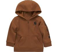 Carhartt Boys' Long-Sleeve Half-Zip Hooded Sweatshirt, Brown, 18 Months, Carhartt Brown, 18 Months