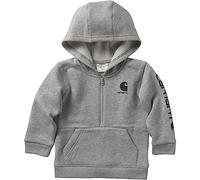 Carhartt Boys' Long-Sleeve Half-Zip Hooded Sweatshirt, Grey Heather, 3 Months