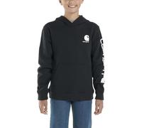 Carhartt Boys' Long Sleeve Hooded Sweatshirt, Caviar Black, Medium (10/12)