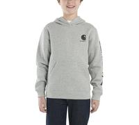 Carhartt Boys' Long Sleeve Hooded Sweatshirt, Grey Heather, Medium (10/12)