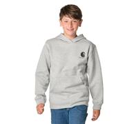 Carhartt Boys' Long Sleeve Hooded Sweatshirt, Grey Heather, Small (7/8)