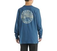 Carhartt Boys' Long-Sleeved Crew Neck with Pocket T-Shirt, Dark Denim, 4 Years