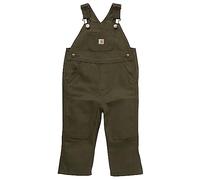 Carhartt Boys' Loose Fit Canvas Bib Overall, Olive Green, 4 Years