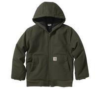 Carhartt Boys' Zip Front Flannel Quilt Lined Hooded Active Jac, Olive, 18 Years