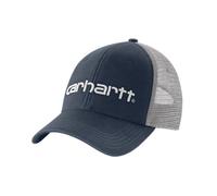 Carhartt Men's Canvas Mesh-Back Logo Graphic Cap, Navy/White, One Size