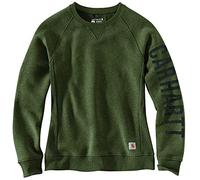 Carhartt Damen Sweatshirt Clarksburg Midweight Crewneck Block Graphic Logo, Basil Heather - Dunkelgrün, XS, 104410