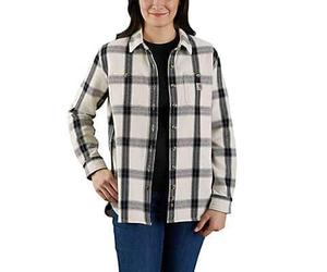 Carhartt Female Shirt - loose fit heavyweight twill long-sleeve plaid shirt - White - S
