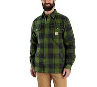 Carhartt Flannel Relaxed Fit Sherpa Lined Shirt, Green, M
