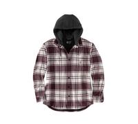 Carhartt Flex Relaxed Fit Flannel Fleece Lined Hooded Shirt Jac Malt S