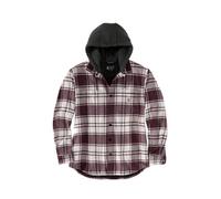 Carhartt Flex Relaxed Fit Flannel Fleece Lined Hooded Shirt Jac Malt Xxl