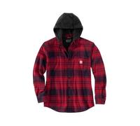 Carhartt Flex Relaxed Fit Flannel Fleece Lined Hooded Shirt Jac Oxblood Xl