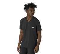 Carhartt Force Cross-Flex Men's V-Neck Scrub Top, Black, Medium