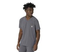 Carhartt Force Cross-Flex Men's V-Neck Scrub Top, Pewter, Large