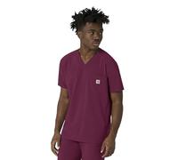 Carhartt Force Cross-Flex Men's V-Neck Scrub Top, Wine, Large