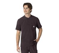 Carhartt Force Cross-Flex Scrubs for Men, Henley Scrub Top - Dark Sepia, 2X