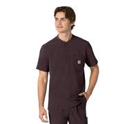 Carhartt Force Cross-Flex Scrubs for Men, Henley Scrub Top - Dark Sepia, S