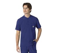 Carhartt Force Cross-Flex Scrubs for Men, Henley Scrub Top - Galaxy Blue, S